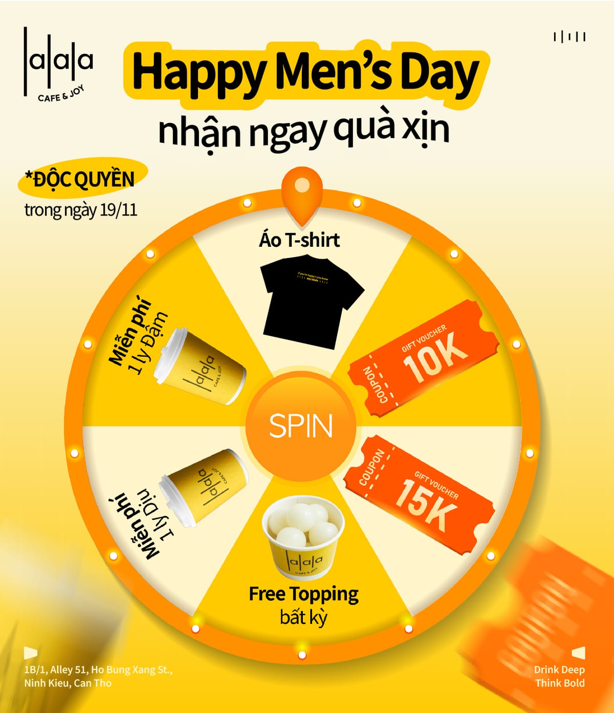 Quốc Tế Nam Giới Tải App Nhận Quà Cùng Lalala Cafe 🎁